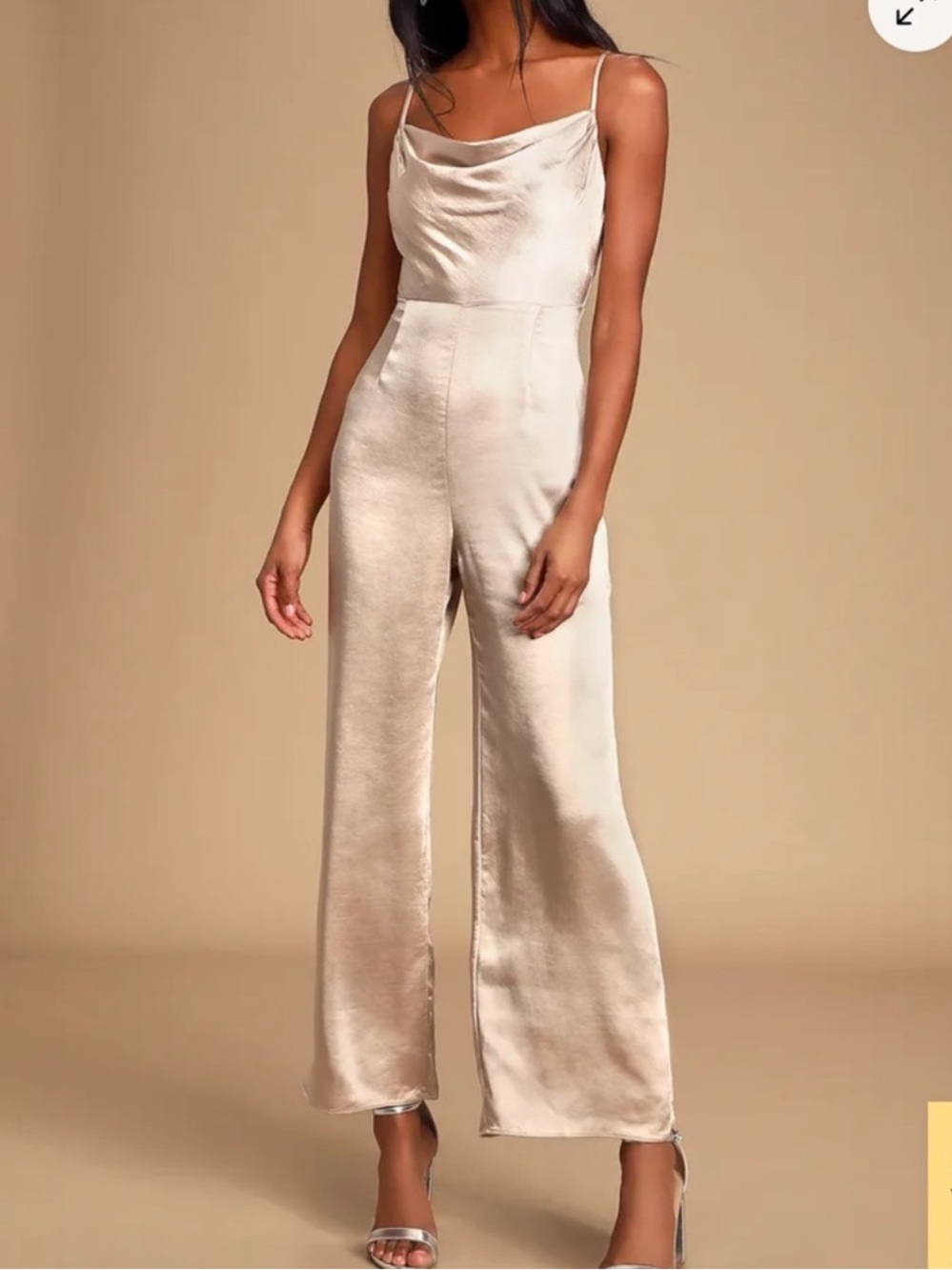 NWT Lush Champagne Satin Jumpsuit Size XS